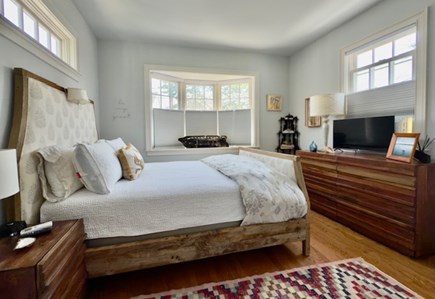 Vineyard Haven, Martha's Viney Martha's Vineyard vacation rental - The bedroom features a wooden-framed queen bed.