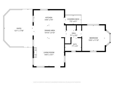 Vineyard Haven, Martha's Viney Martha's Vineyard vacation rental - Floorplan of 1-bedroom guest cottage.