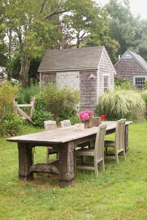 Oak Bluffs Martha's Vineyard vacation rental - Farm table for dining al fresco on a summer eve