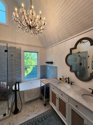 Vineyard Haven Martha's Vineyard vacation rental - Upstairs bathroom with large soaking tub and shower.