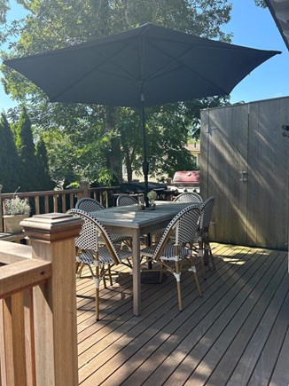 Oak Bluffs Martha's Vineyard vacation rental - Back porch with entrance to kitchen and outdoor shower.