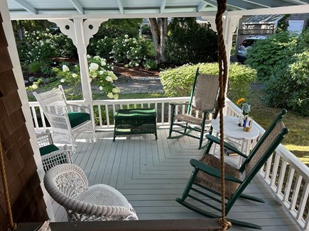 Oak Bluffs Martha's Vineyard vacation rental - Corner of porch with seating for five.