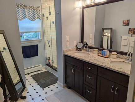 Vineyard Haven Martha's Vineyard vacation rental - Primary King Bedroom ensuite bathroom with tiled shower