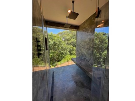 Aquinnah Martha's Vineyard vacation rental - Walk in custom shower with floor to ceiling window