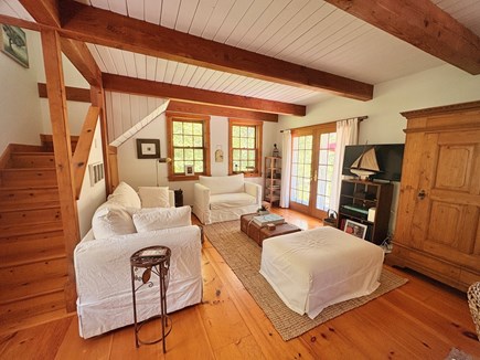 West Tisbury Martha's Vineyard vacation rental - Living room next to kitchen leads to big porch