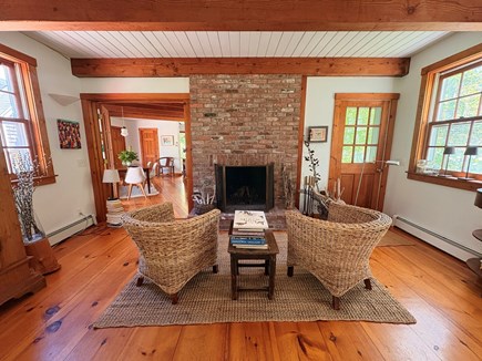 West Tisbury Martha's Vineyard vacation rental - Living room with fireplace and one of the entrances