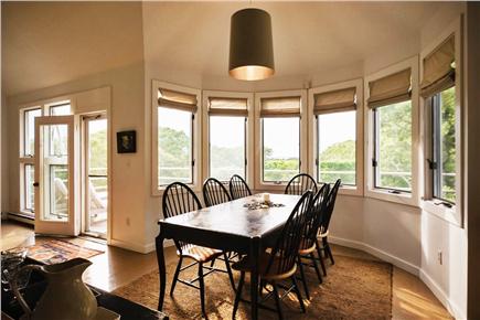 West Tisbury Martha's Vineyard vacation rental - Dining area with views over tree tops to the water