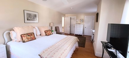 Edgartown - In town Martha's Vineyard vacation rental - Primary king bed with flat screen tv.