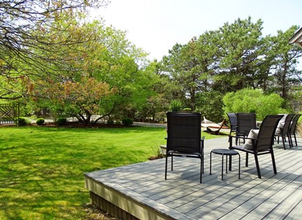 Katama-Edgartown, South Beach Martha's Vineyard vacation rental - Front deck - step down to lawn, relaxing chaises (not pictured)