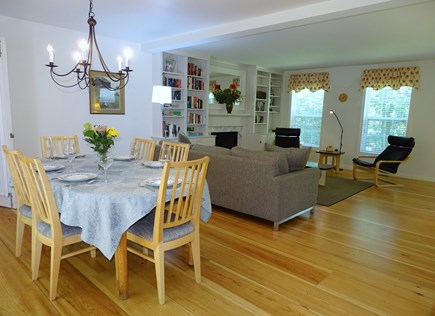 Edgartown Martha's Vineyard vacation rental - Open floor plan, living room opens to dining area, slider to deck