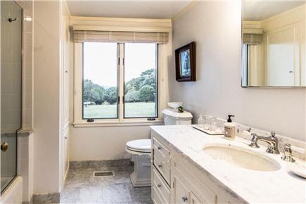 West Tisbury Martha's Vineyard vacation rental - Tub and shower with Carrara marble counter and radiant heat floor