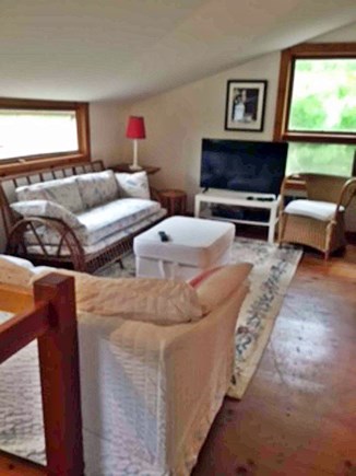 West Tisbury Martha's Vineyard vacation rental - King sitting area, 2nd floor, main house, TV with DVD and VCR