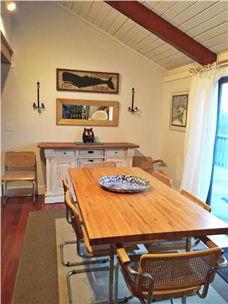 Madaket Nantucket vacation rental - Upper level dining area with sliders to large wrap-around-deck