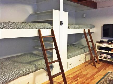 Madaket Nantucket vacation rental - Bunk beds in family room with fireplace