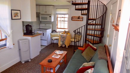 Siasconset Nantucket vacation rental - View of living/dining and kitchen with stairs to loft