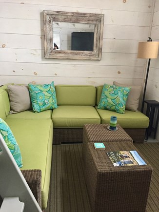 Siasconset Nantucket vacation rental - Bonus Room that opens to the patio with a small fridge and big TV