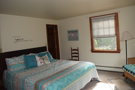 Mid-island Nantucket vacation rental - Master bedroom with walk in closet.