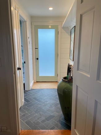 Madequecham Nantucket vacation rental - Side entrance mudroom, shiplap, slate herringbone floor