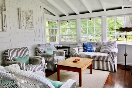 Nantucket town Nantucket vacation rental - Sunroom overlooking beautiful yard and Summer Street church