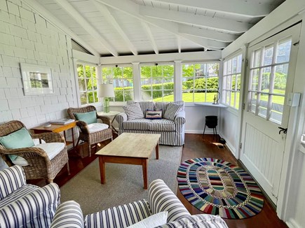 Nantucket town Nantucket vacation rental - Sunroom overlooking beautiful yard and Summer Street church