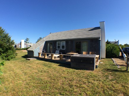 Madaket Nantucket vacation rental - Back deck with open outdoor shower and charcoal grill