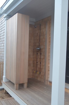 Cisco - Miacomet Nantucket vacation rental - Outdoor shower to rinse your sandy toes or chlorine from the comm