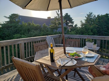 Madaket Nantucket vacation rental - Enjoy alfresco dining on 2nd l deck with view to White Goose Pond