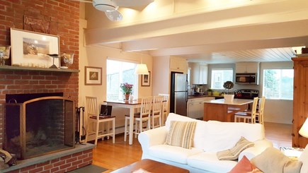Madaket Nantucket vacation rental - Vaulted ceiling living room with fireplace