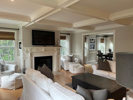 Mid-island, Naushop Nantucket vacation rental - Cozy conversational area in living room with flat screen TV
