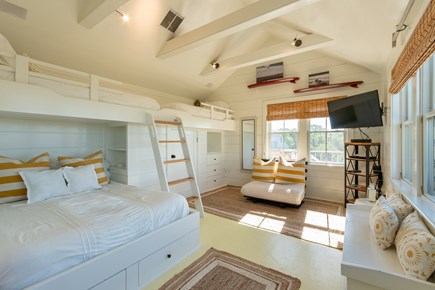 Madaket Nantucket vacation rental - Upstairs bedroom with water view and a flat-screen TV