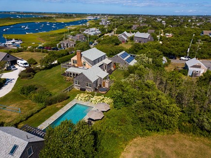 Madaket Nantucket vacation rental - Aerial of Main house, Pool and Pool House