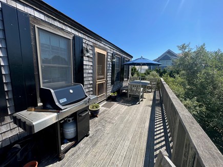Brant Point Nantucket vacation rental - Upstairs deck with grill and large dining table that seats 8-10.