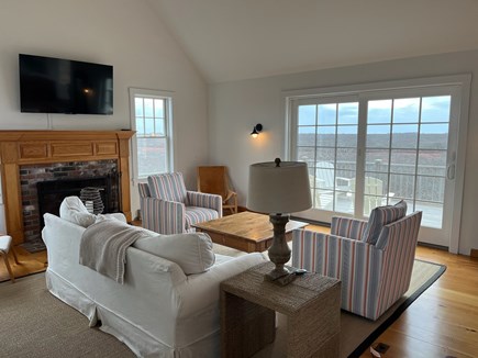 Tom Nevers Nantucket vacation rental - Seating area with Roku TV and views of the conservation land.