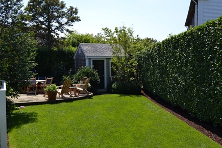 Mid-island, Naushop Nantucket vacation rental - Back yard, privet lined and private.