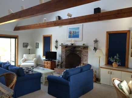 Madaket Nantucket vacation rental - Living room with functioning fireplace