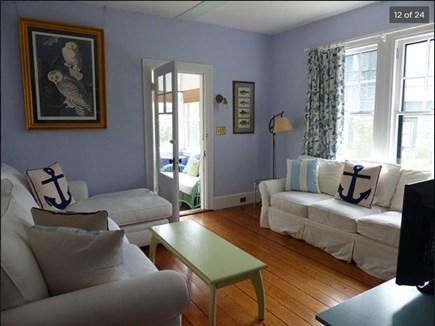 Siasconset Nantucket vacation rental - The TV room and sun porch leading from it