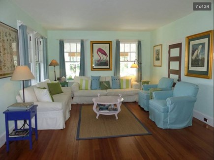 Siasconset Nantucket vacation rental - The living room with the dining room exactly opposite