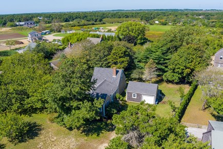 Cisco - Miacomet, Hummock Pond Nantucket vacation rental - Aerial view from the road showing lush trees and nearby farms