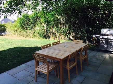 Nantucket town Nantucket vacation rental - Rear Patio with Teak Table for 6 & Weber Grill