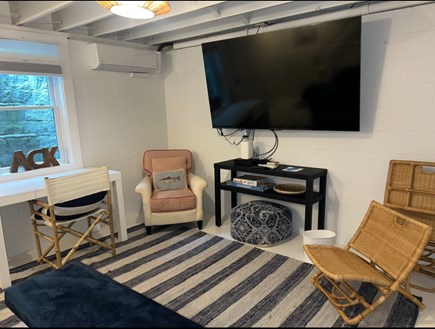 Nantucket town Nantucket vacation rental - Basement seating area 75" Flat Screen TV, AC Pullout Sofa