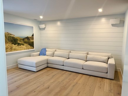 Mid-island, Surfside Nantucket vacation rental - Basement family room with large TV