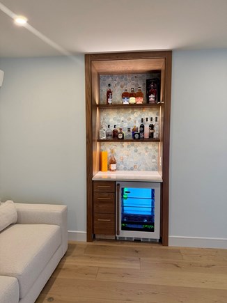 Mid-island, Surfside Nantucket vacation rental - Lower level bar & beverage fridge