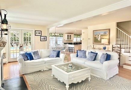 Nantucket town, Nantucket Nantucket vacation rental - Living room with French doors to deck & dining