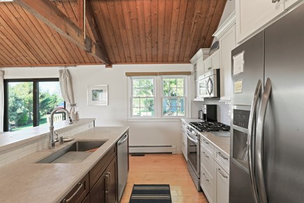 Madaket Nantucket vacation rental - Kitchen with island [3 bar stools]