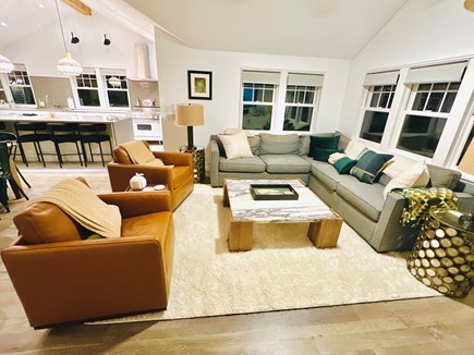 Surfside Nantucket vacation rental - Great room area with kitchen in the background.