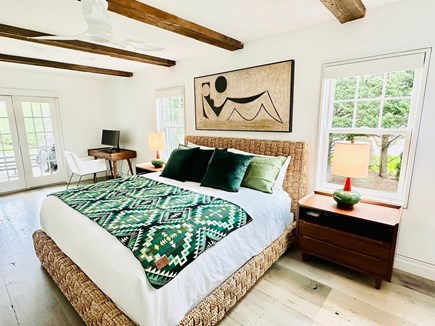 Mid-Island Nantucket vacation rental - First floor master en-suite king bedroom overlooking pool/patio