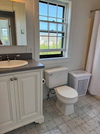 Madaket Nantucket vacation rental - Upstairs bath with tub/shower and closet.
