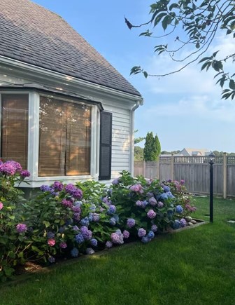 Nantucket town, Nantucket Nantucket vacation rental - Fenced-in yard with a fire pit, outdoor sectional, and grill