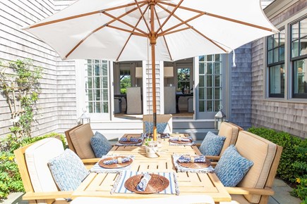 Siasconset Nantucket vacation rental - Outdoor dining on flagstone patio