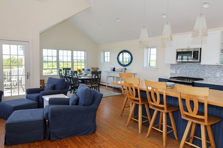 Tom Nevers - Madequecham Nantucket vacation rental - Dining room, kitchen and living room upstairs.